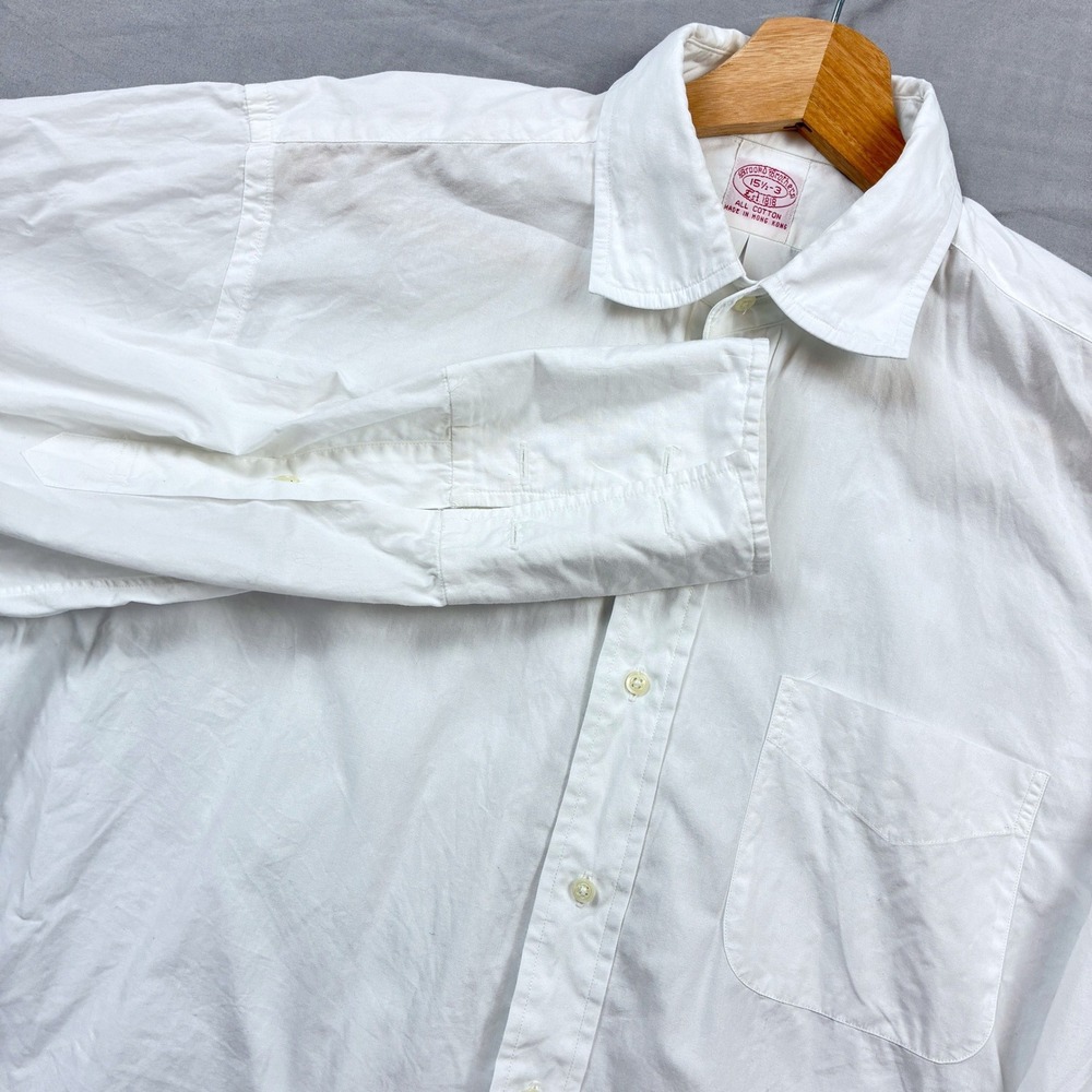 Brooks Brothers Dress Shirt Mens 15.5 3 White Cotton VTG 90s French Cuff Classic